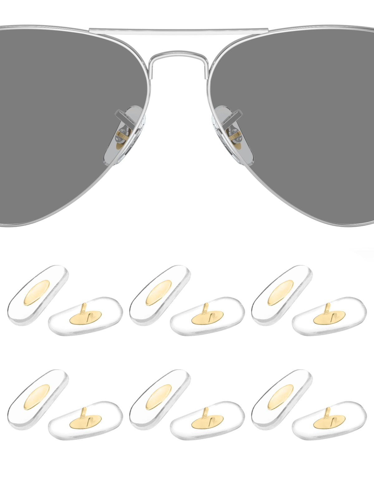 HILEEN 16x8mm silicone Ray-Ban Aviator nose pad close-up, gold color