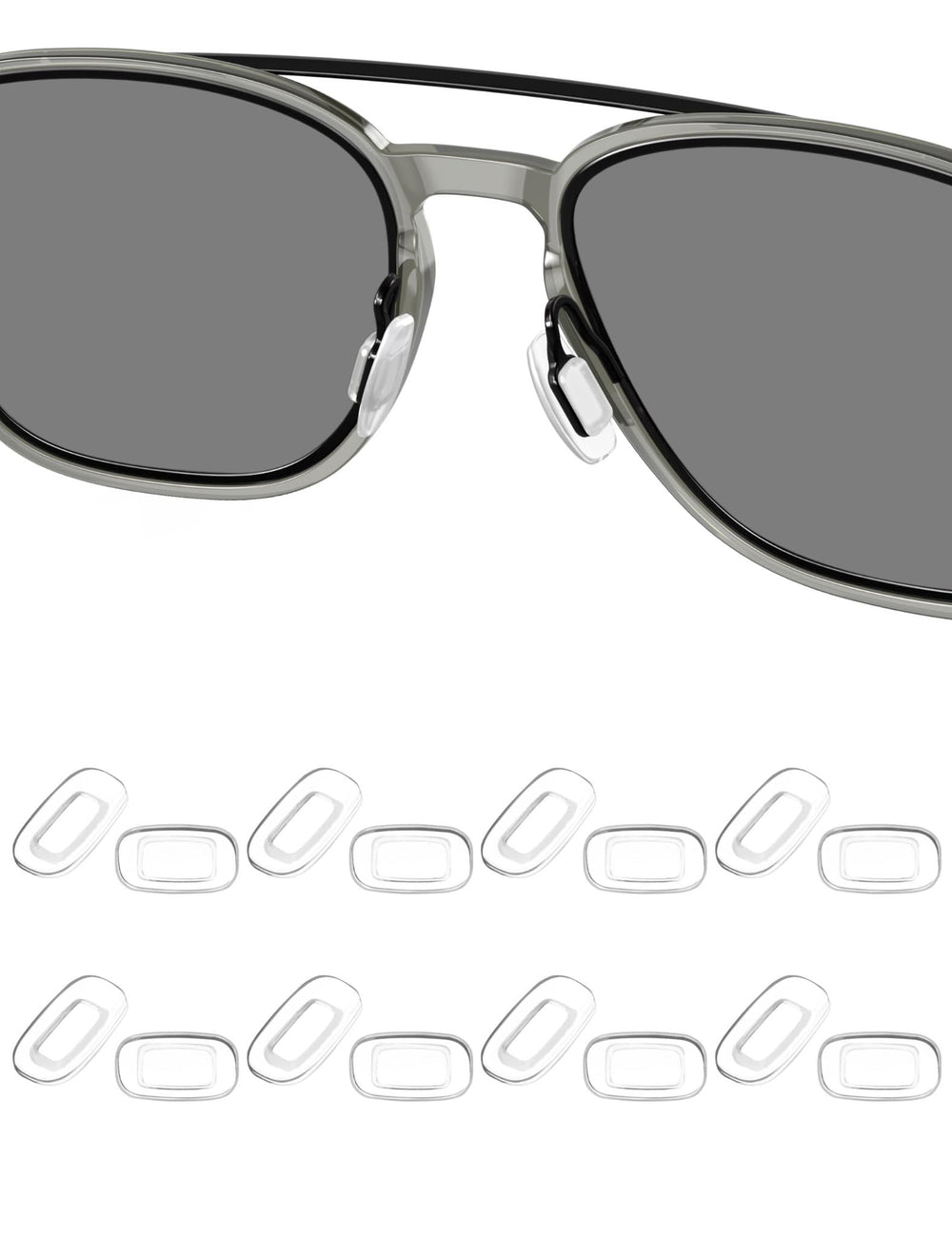Eight pairs of soft silicone nose pads in white for Costa and Oakley sunglasses