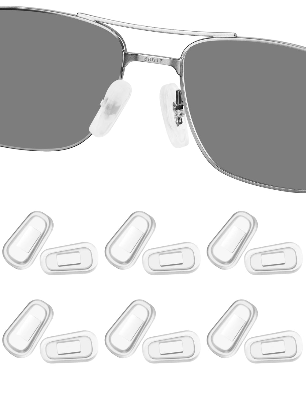 HILEEN 6 pairs silicone nose pad covers for eyeglasses - clear