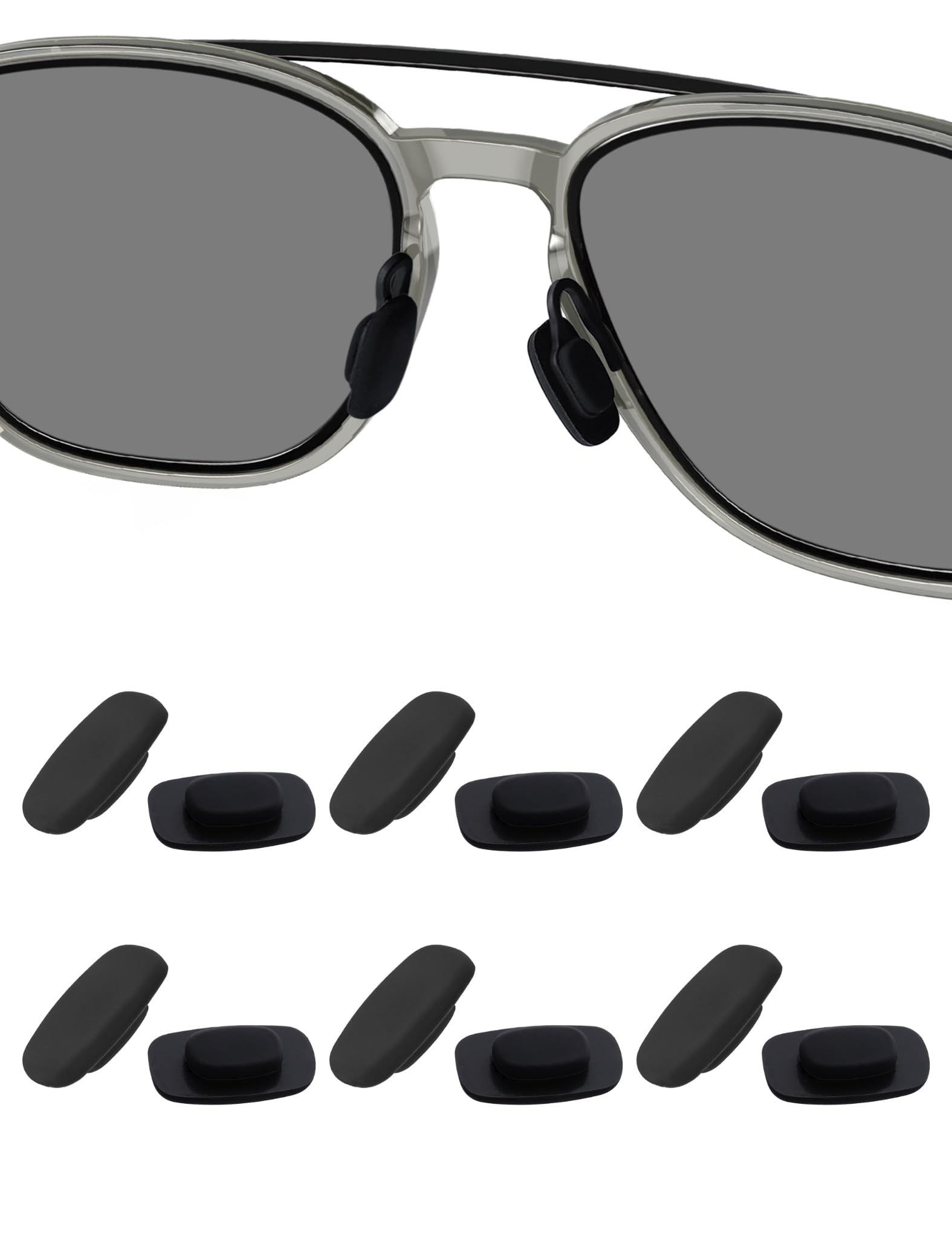 HILEEN 6 pairs replacement nose pads for Costa South Point, Flagler, Shipmaster, Fernandina, Wader, Peli in black