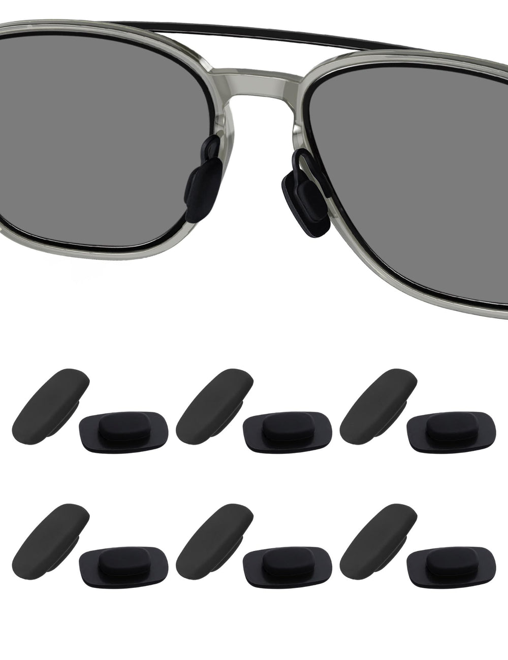 HILEEN 6 pairs replacement nose pads for Costa South Point, Flagler, Shipmaster, Fernandina, Wader, Peli in black