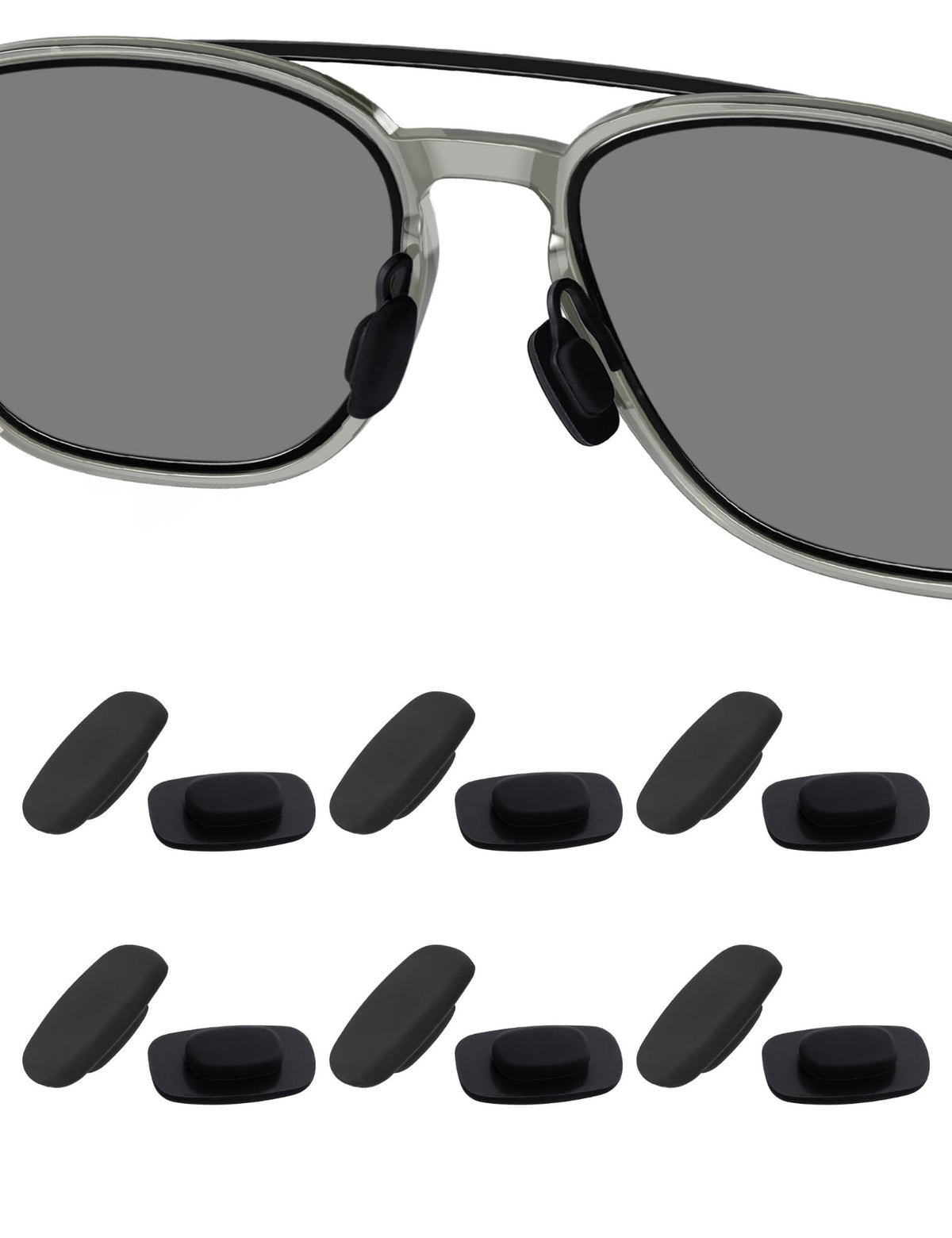 HILEEN 6 pairs replacement nose pads for Costa South Point, Flagler, Shipmaster, Fernandina, Wader, Peli in black