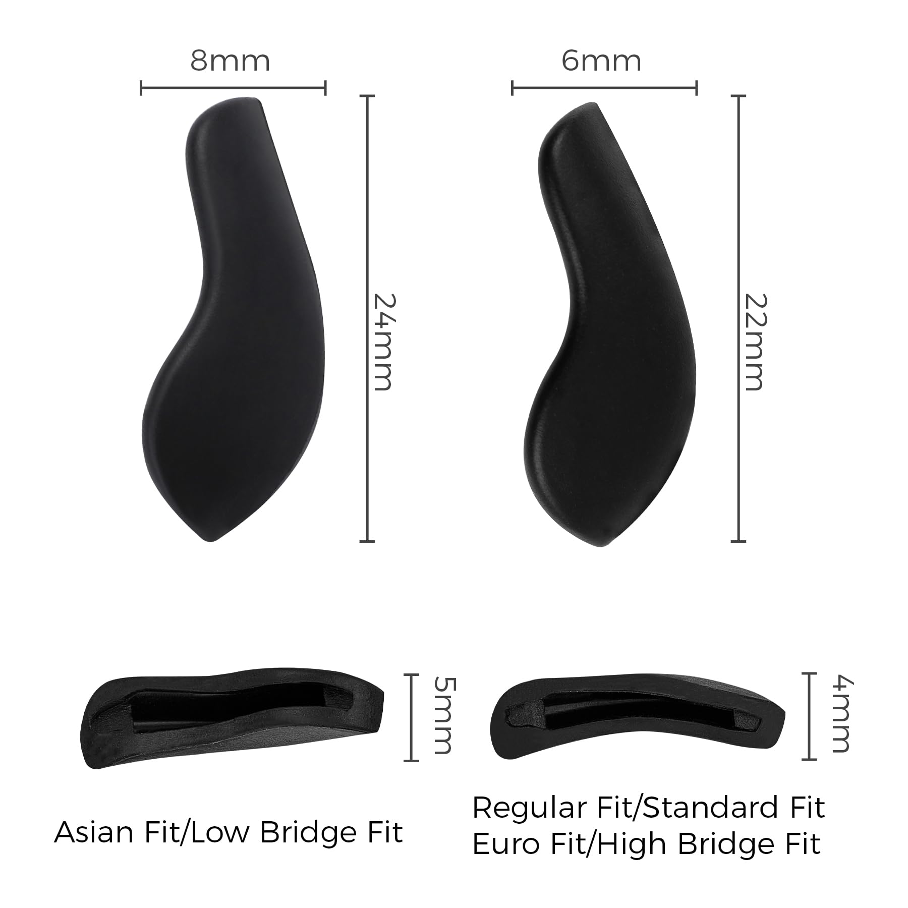 Detail of nose pad dimensions 0.25in x 0.6in for Oakley Juliet