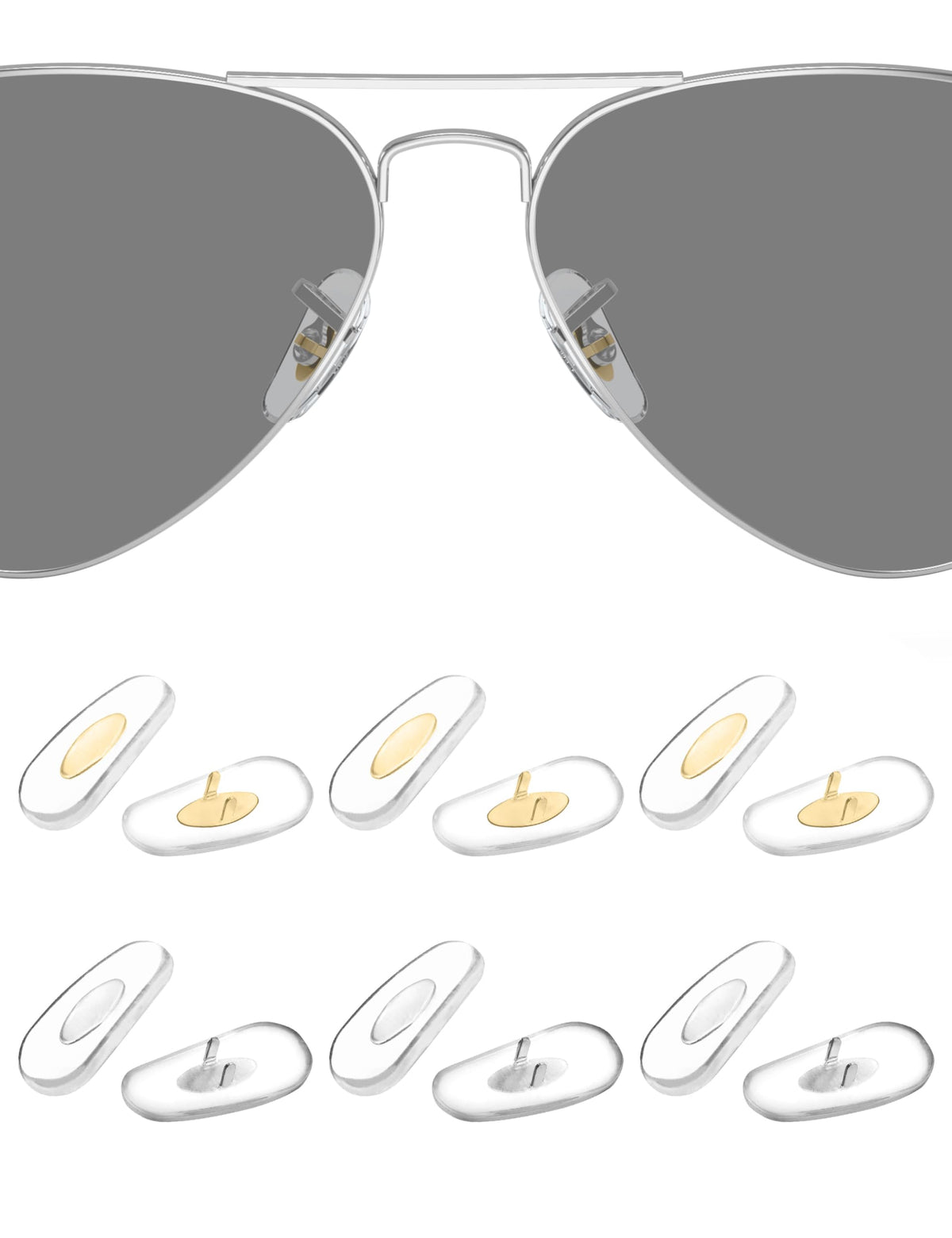 HILEEN replacement nose pads for Ray-Ban Aviator RB3025 – 6-pack, image 1