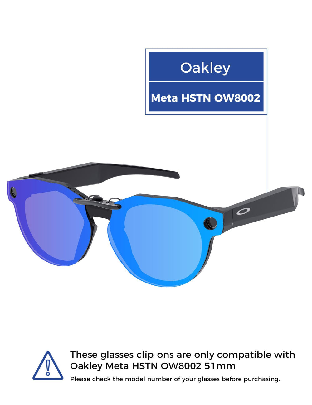 Clip-on sunglasses attached to eyewear in Ice Blue (51mm) for Oakley Meta HSTN OW8002