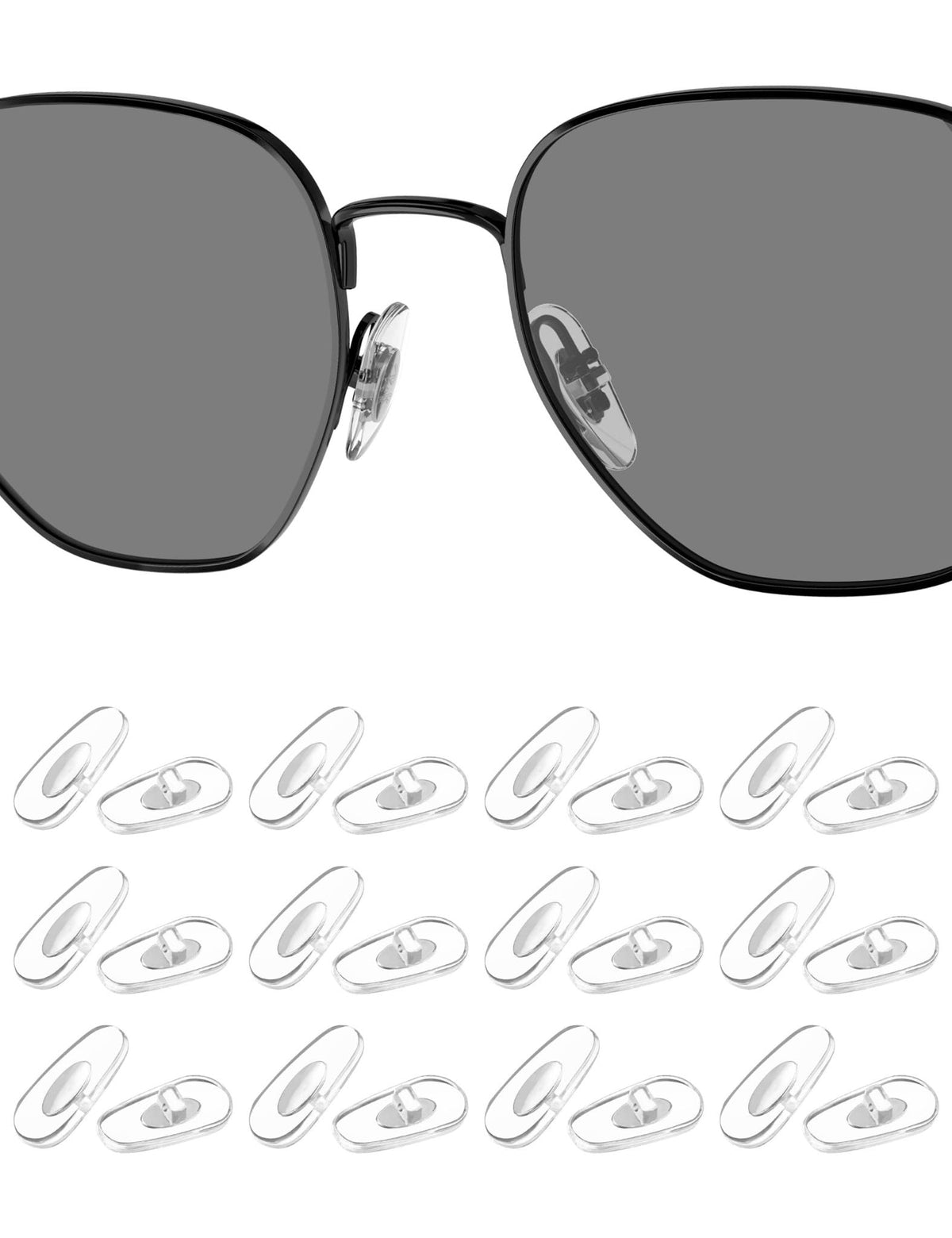 HILEEN 12-pack Ray-Ban nose pads 18x8mm, front view