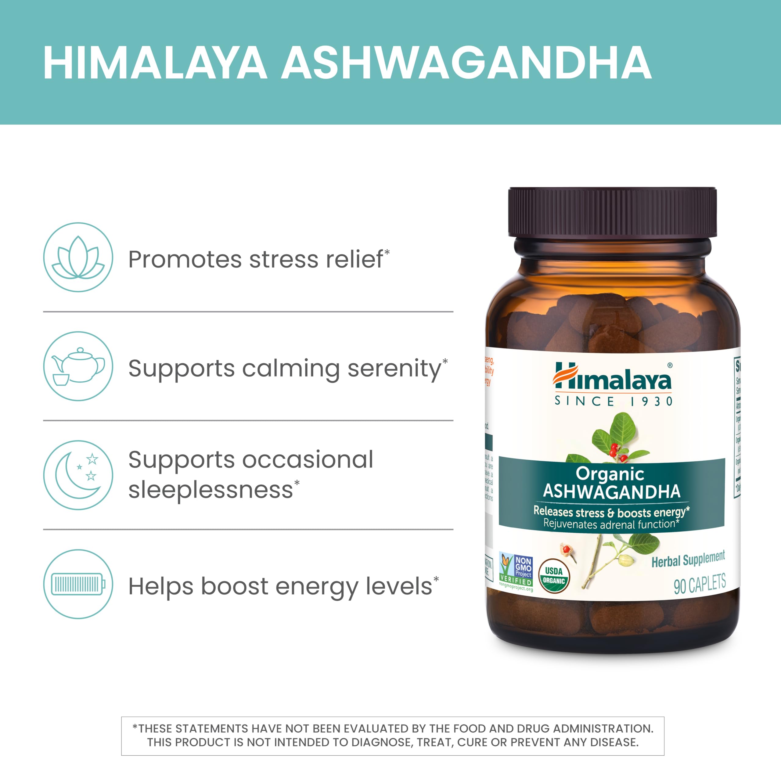 Close-up of Himalaya Ashwagandha bottle and caplets
