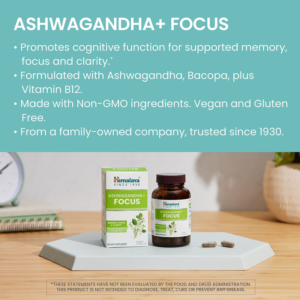 Close-up of vegan capsule from Himalaya Ashwagandha+ Focus
