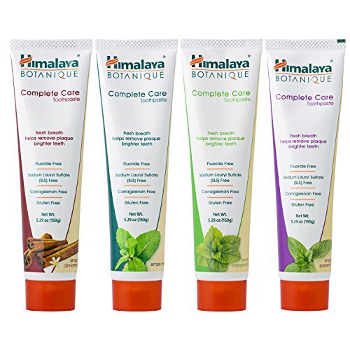 Assorted Himalaya Botanique toothpaste tubes in the variety pack