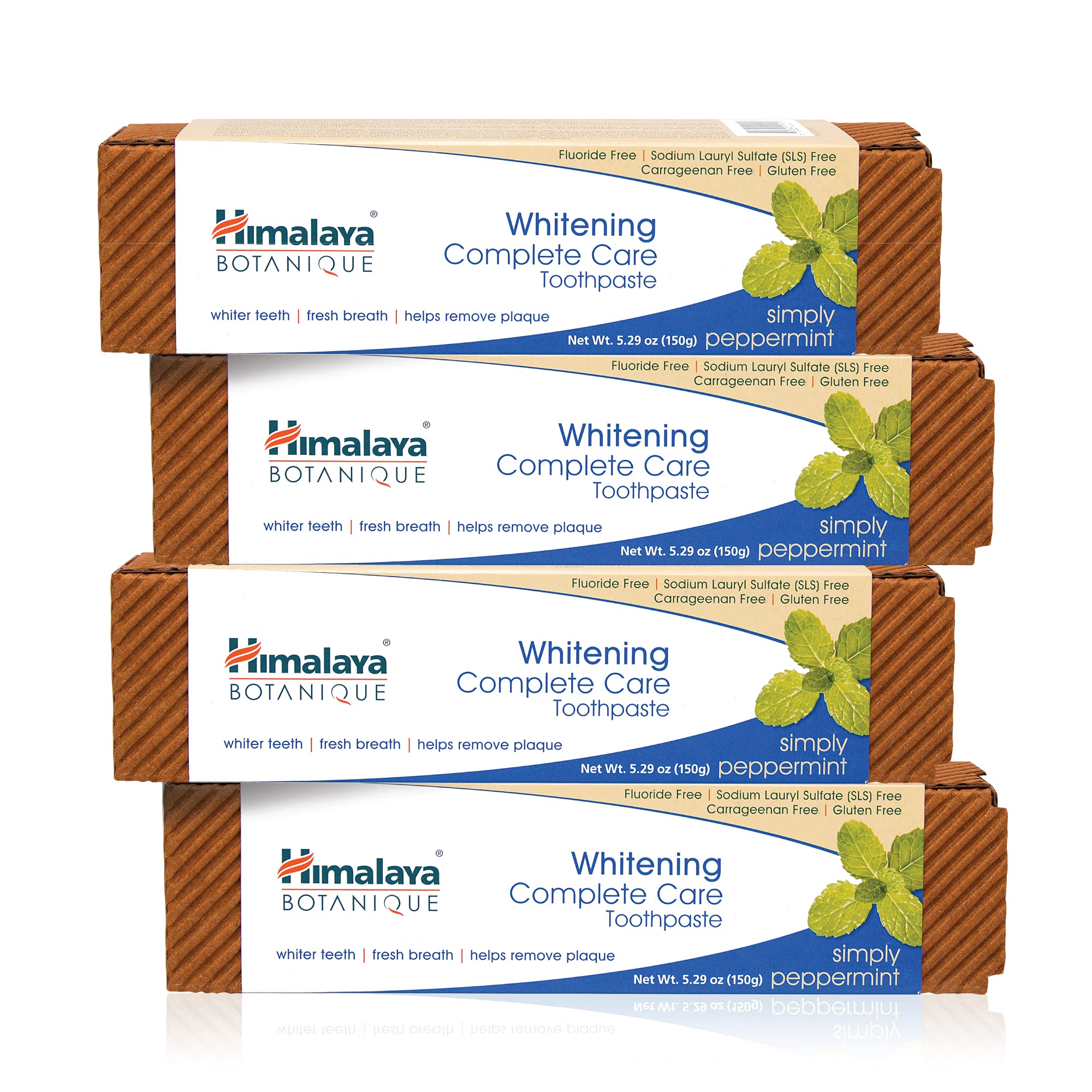 Himalaya Botanique Complete Care Whitening Toothpaste Simply Peppermint 5.29 oz 4-pack tube