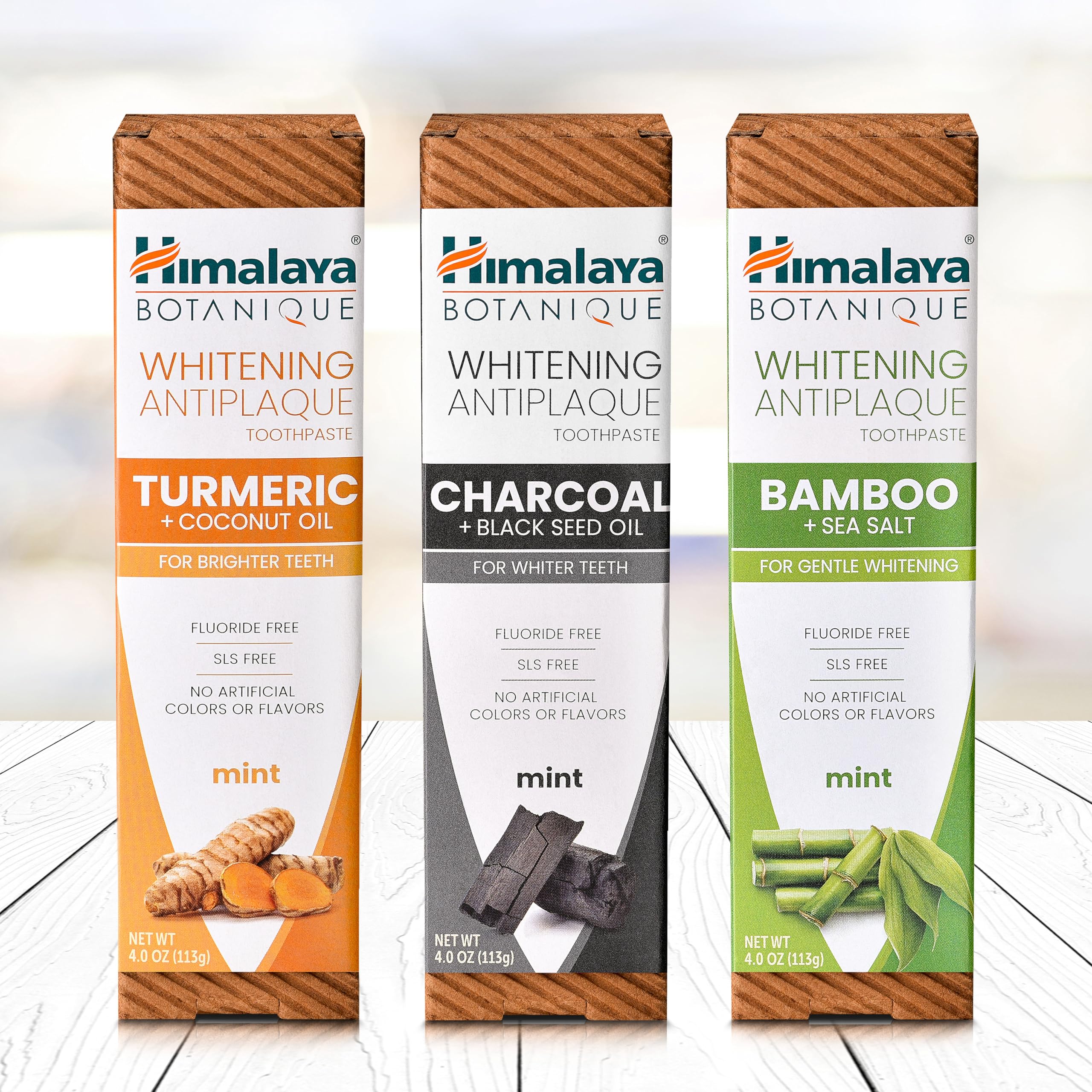 Minty foam texture close-up of Himalaya Botanique toothpaste