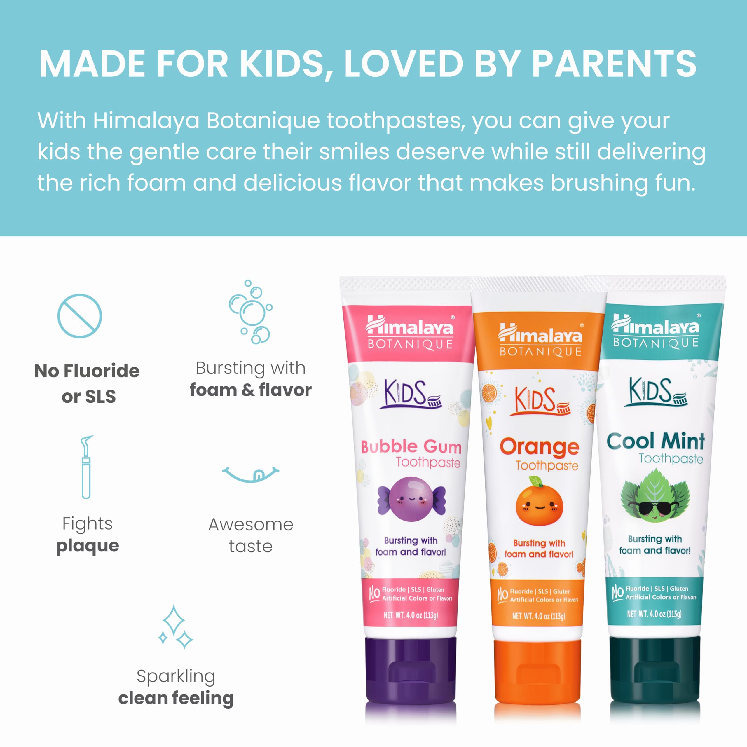Box packaging for Himalaya Botanique Kids Toothpaste Pack of 3
