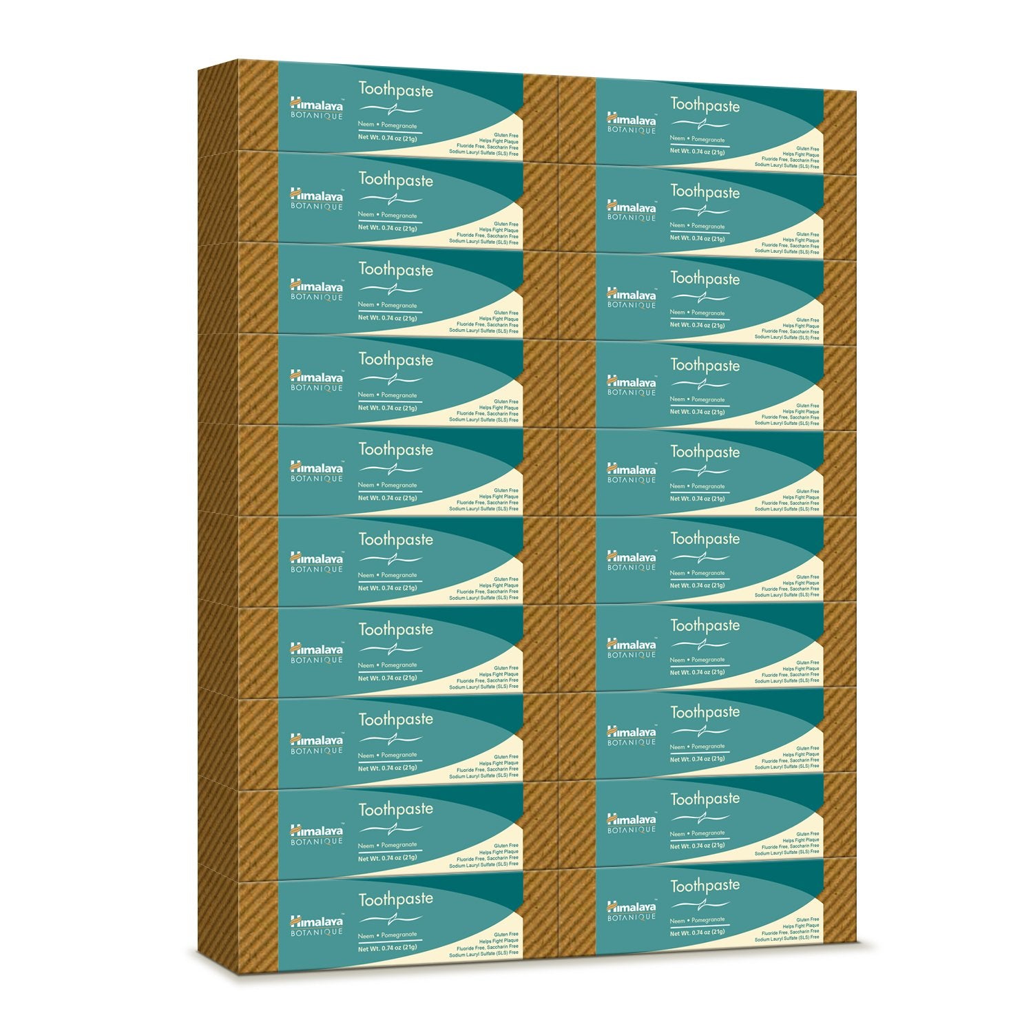 Himalaya Botanique Neem & Pomegranate travel toothpaste tube on white background