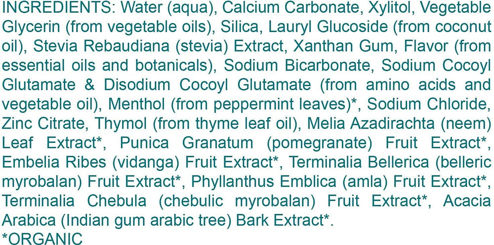 Toothpaste featuring Neem and Pomegranate ingredients imagery