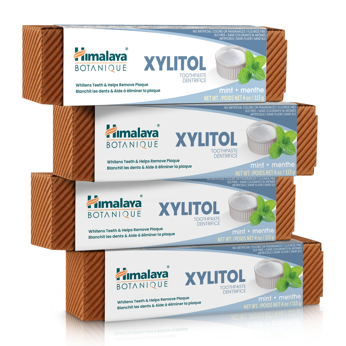 Front view of Himalaya Botanique Whitening Antiplaque Toothpaste 4 oz box