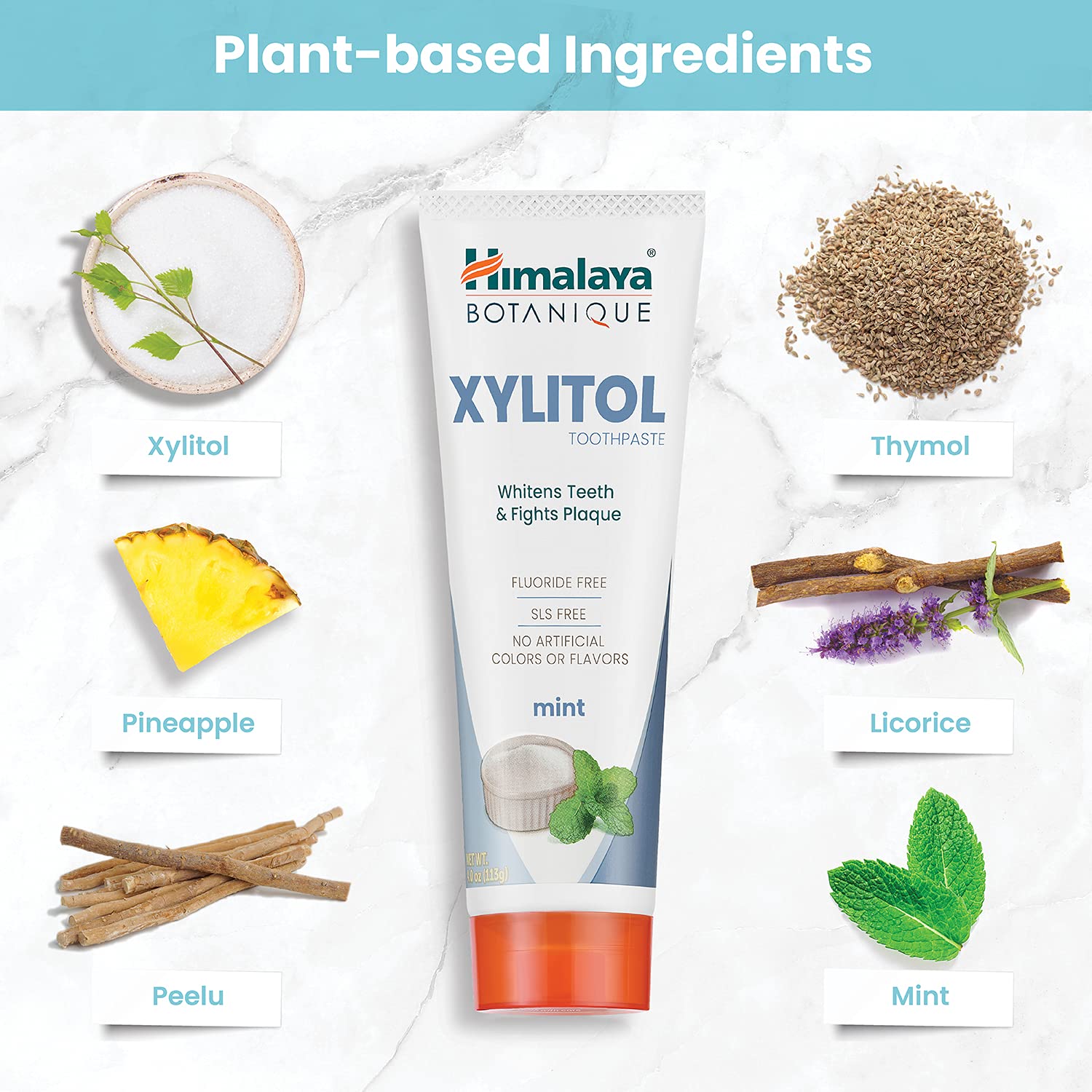 Cruelty-free emblem on Himalaya Botanique toothpaste box