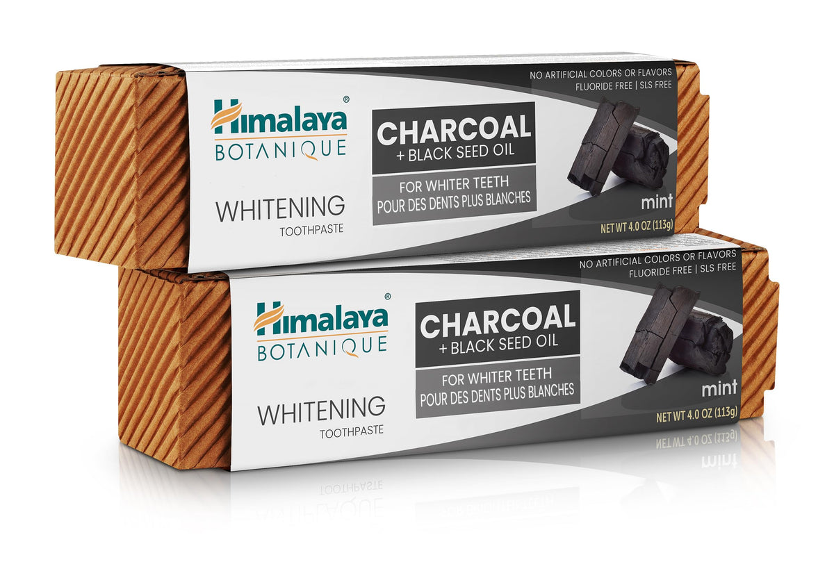 Himalaya Botanique Whitening Antiplaque Toothpaste with Charcoal and Black Seed Oil - 2 pack hero image