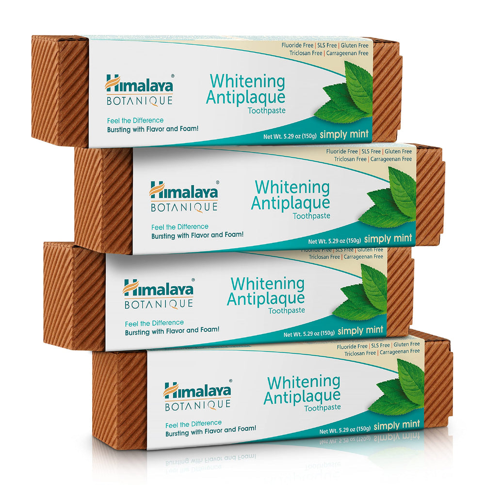 Front view of Himalaya Botanique Whitening Complete Care Toothpaste 4-pack