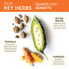 Back/side view of Himalaya GlucoCare bottle showing supplement facts