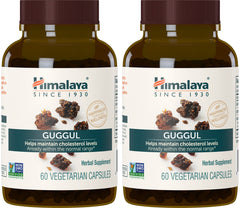 Himalaya Guggul 750 mg bottle with 60 vegetarian capsules, 2-pack front view