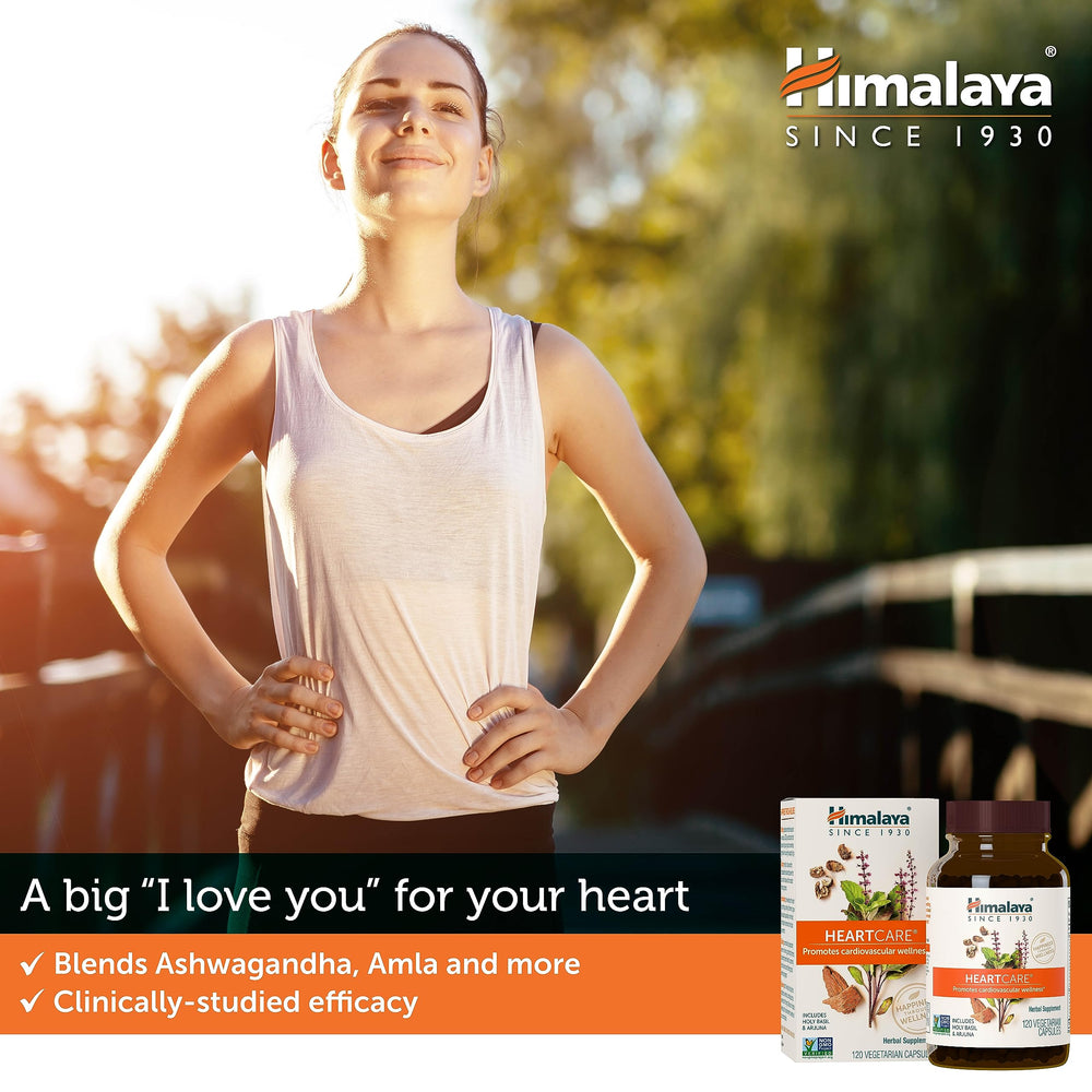 Himalaya HeartCare bottle pour demonstrates convenient daily dosage for routine calm