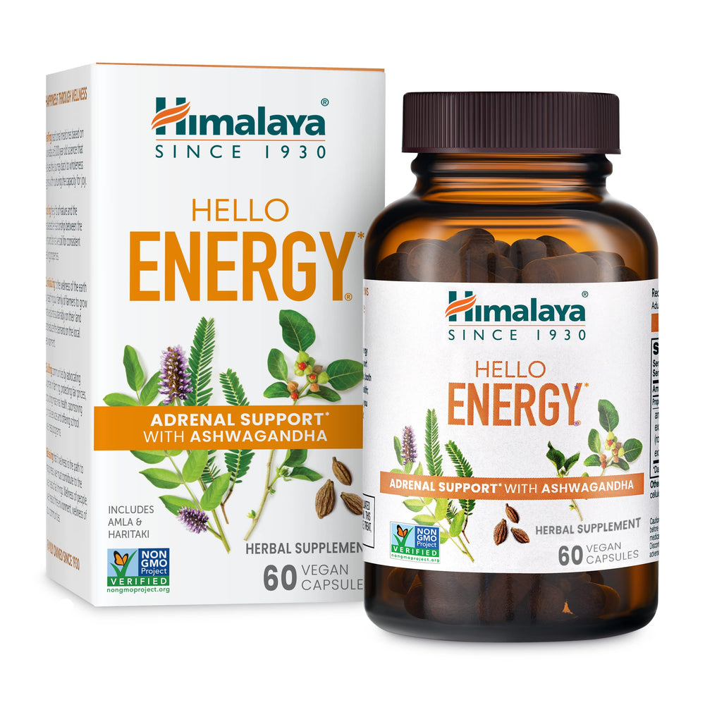 Himalaya Hello Energy bottle promotes caffeine-free daily energy for steady focus