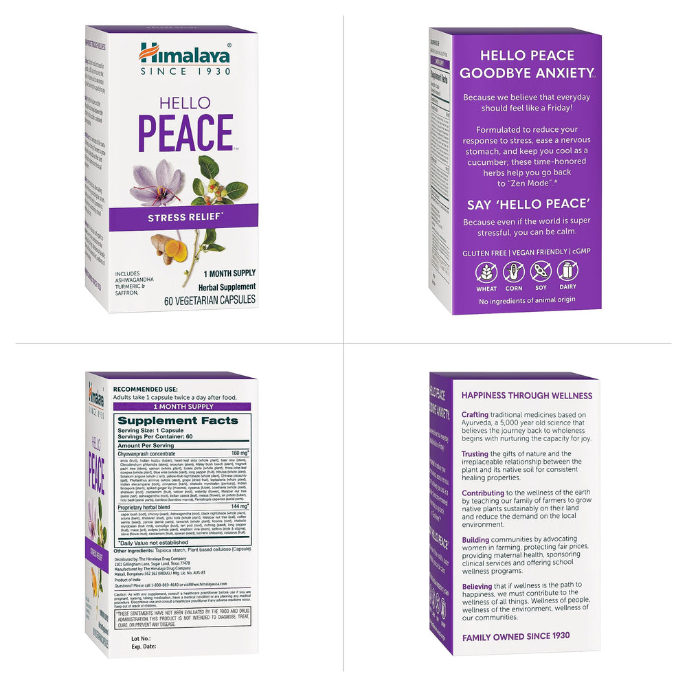 Opened box with Himalaya Hello Peace capsules visible