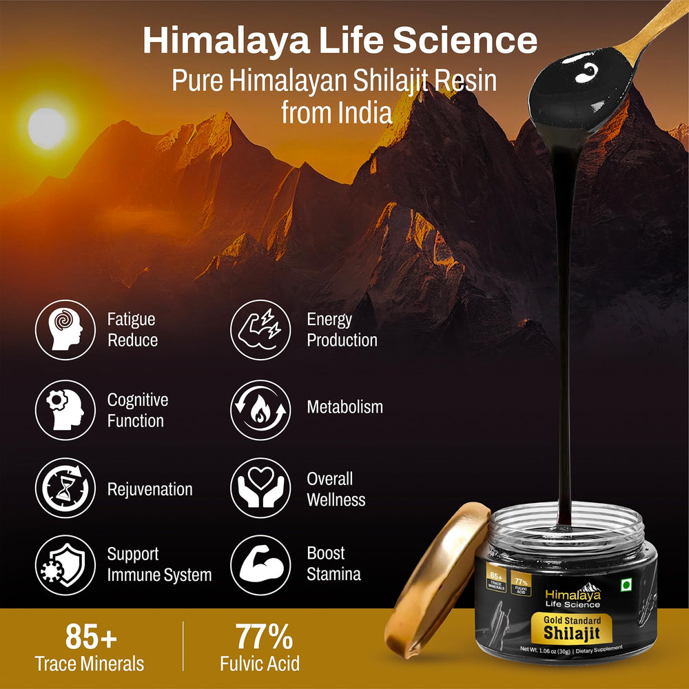 Pea-sized Shilajit resin dissolving in liquid