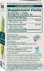 Back label of Himalaya Organic Amla 600 mg bottle