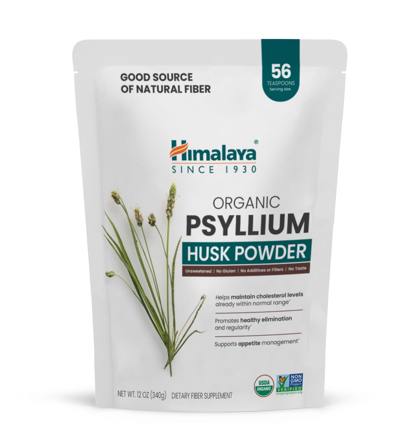 Himalaya Organic Psyllium Husk Powder 12 oz container