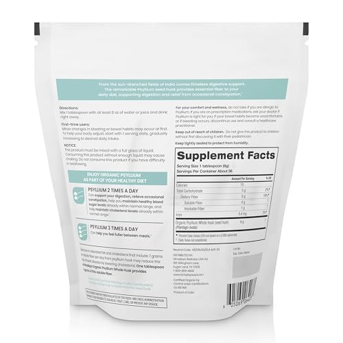 USDA Organic and Non-GMO certifications on Himalaya Psyllium packaging