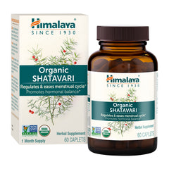 Bottle of Himalaya Organic Shatavari 60 caplets, 1300 mg dosage