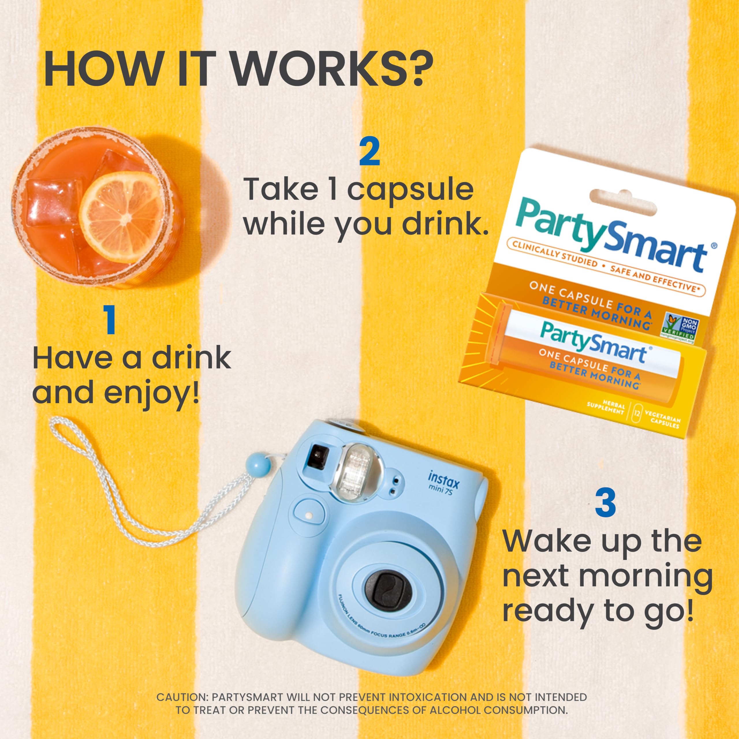 Plant-based ingredients used in PartySmart: Andrographis, Chicory, Grapes, Dates