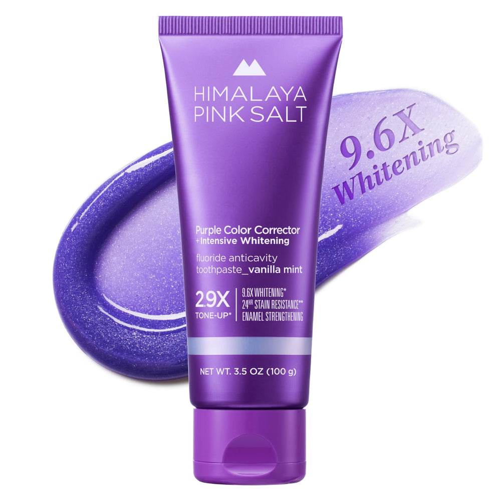 HIMALAYA PINKSALT Purple Whitening Toothpaste tube with Vanilla Mint label