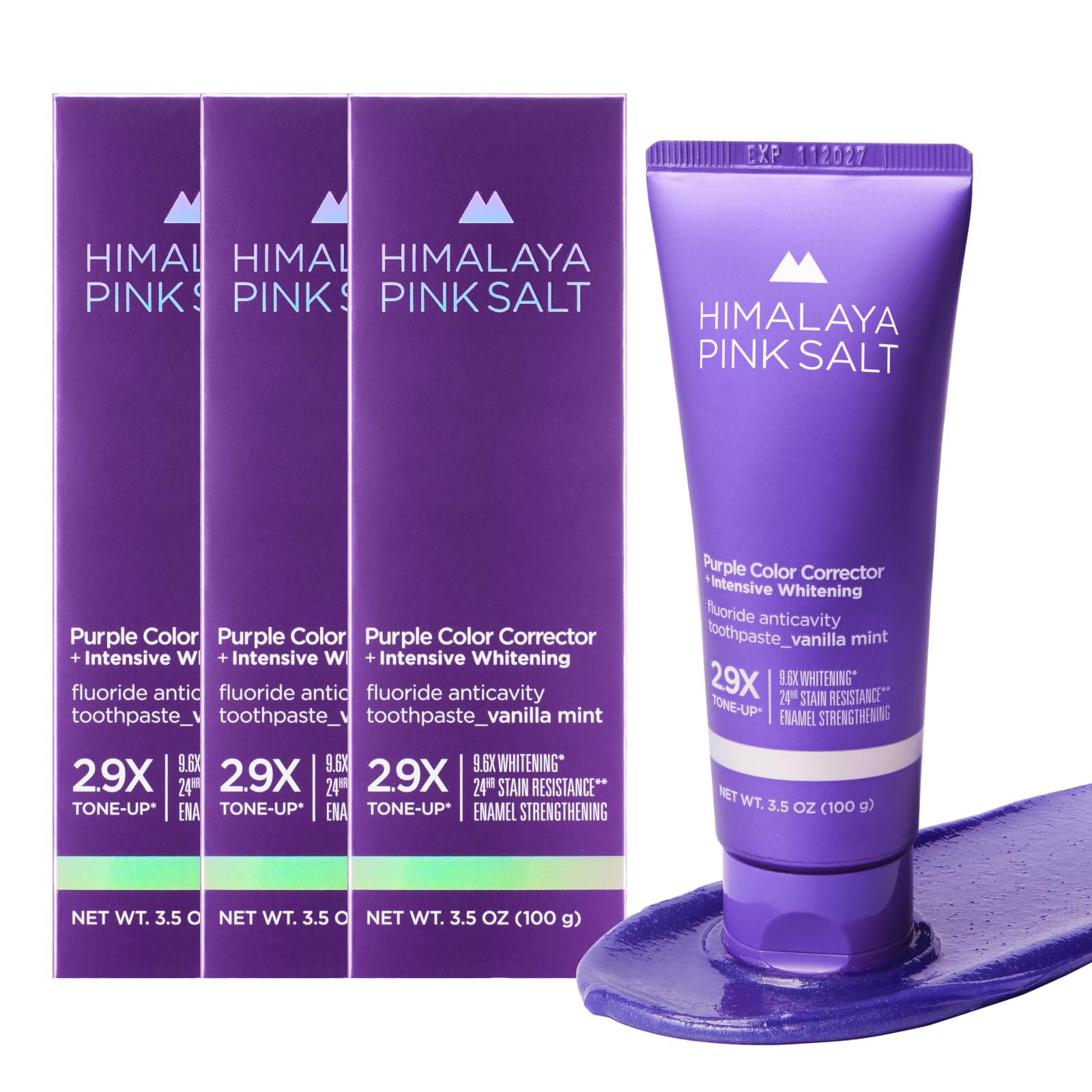 HIMALAYA PINKSALT Purple Whitening Toothpaste tube and packaging close-up