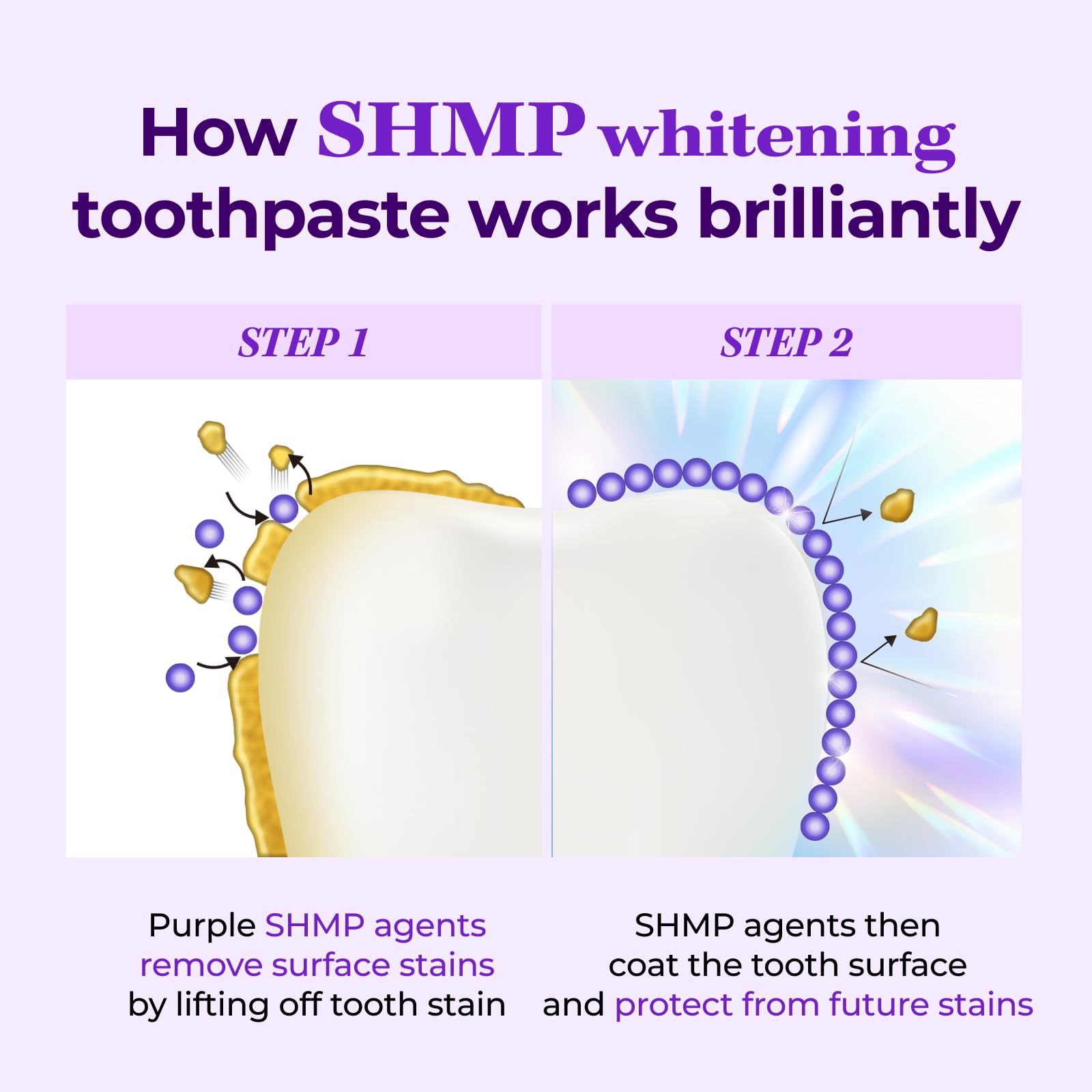 Toothbrush with a swirl of purple whitening toothpaste