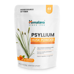 Front packaging of Himalaya Psyllium Husk Powder Orange flavor 12 oz