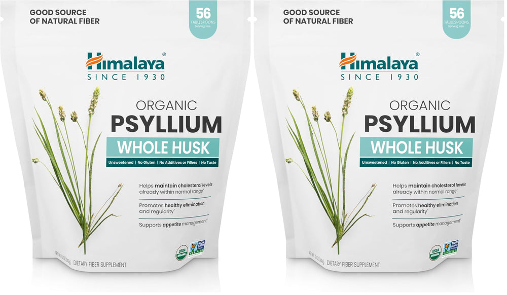 Front view of Himalaya Organic Psyllium Whole Husk product packaging (pack of 2)