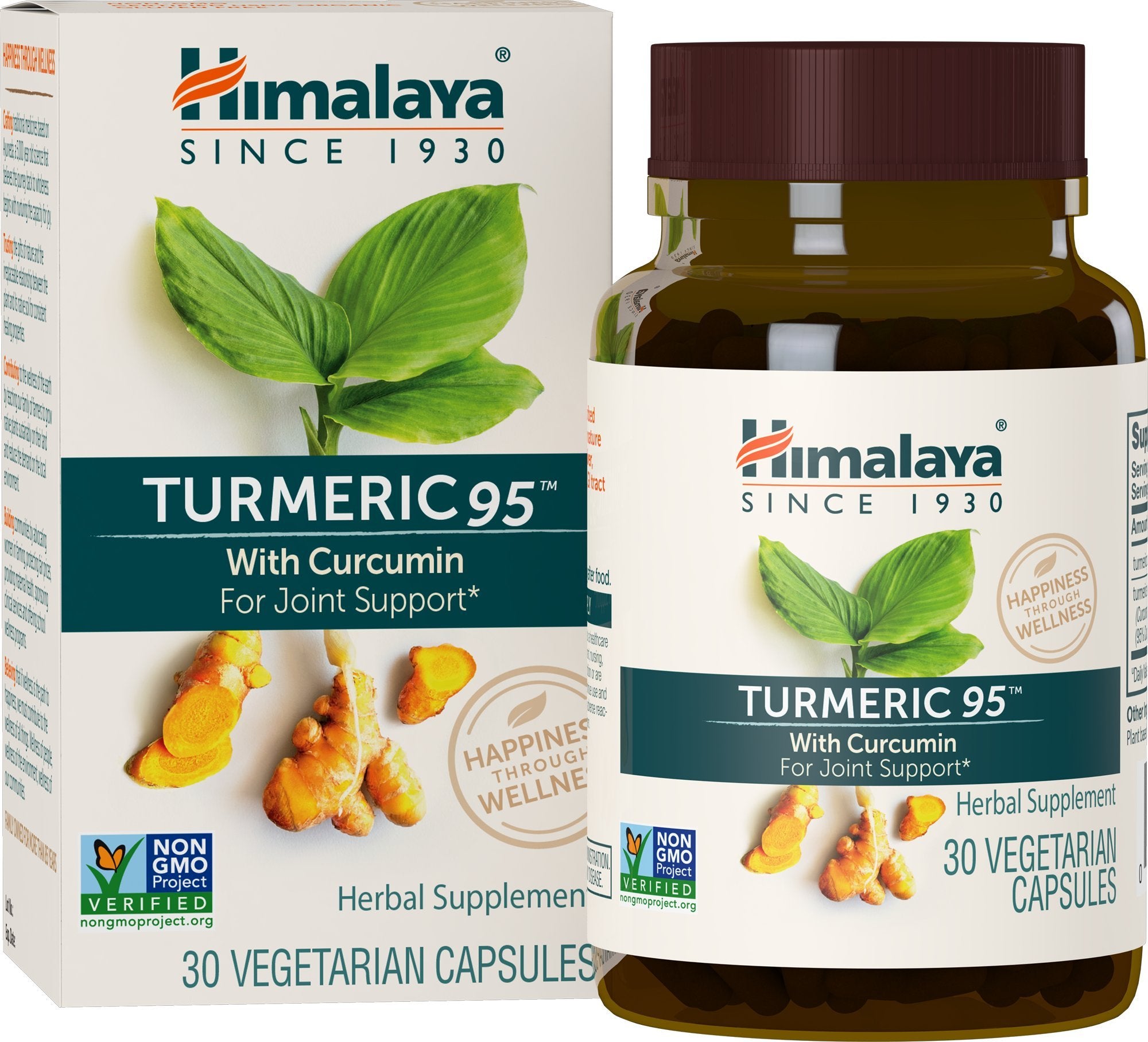 Bottle of Himalaya Turmeric 95 on white background