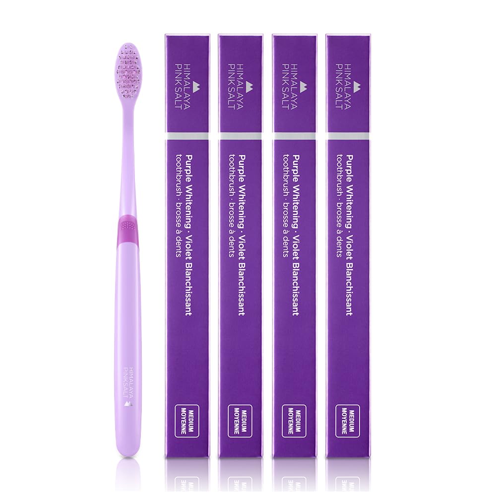Pack of 4 Himalaya PinkSalt Purple Toothbrushes for adults
