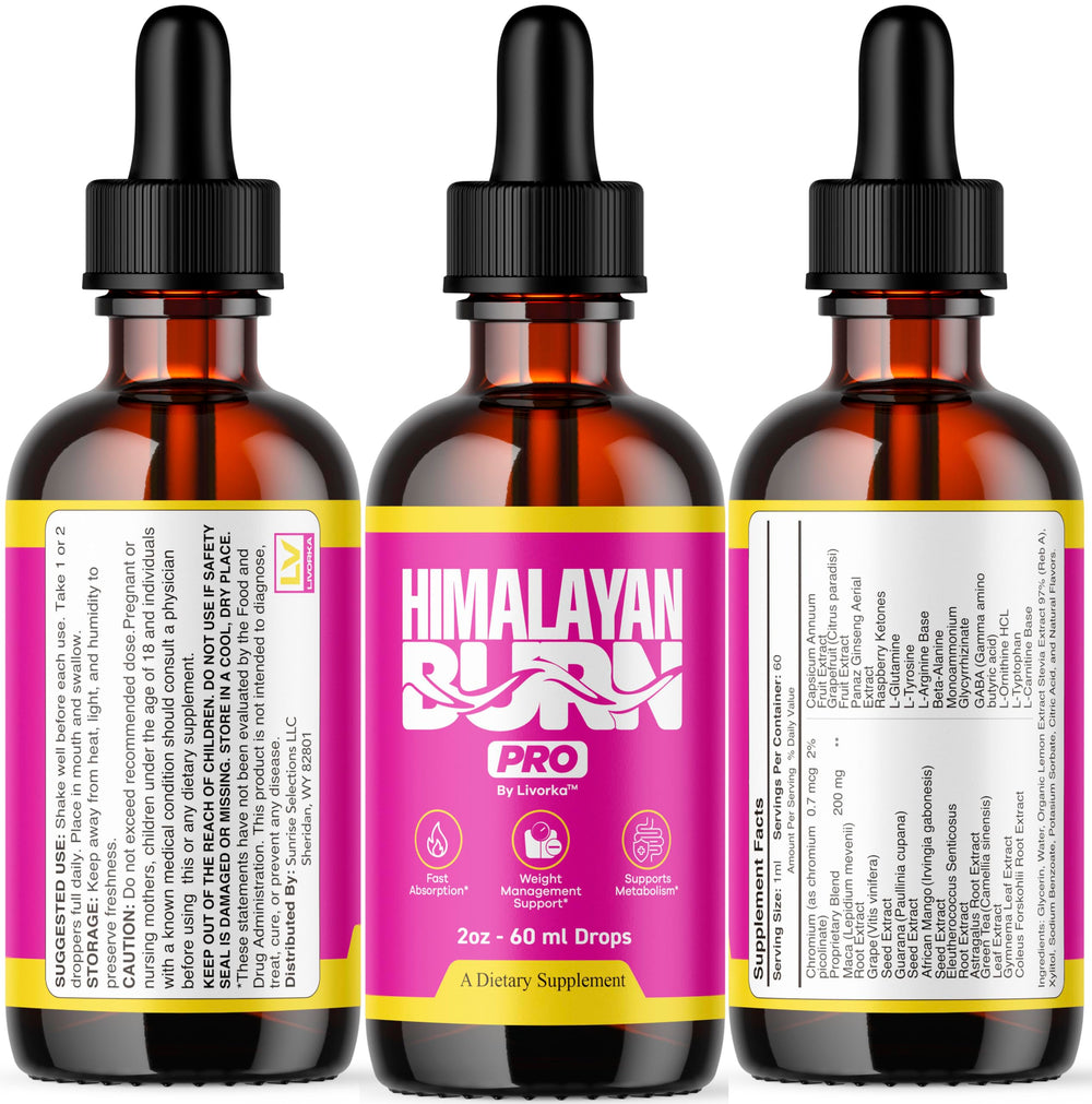 30-day supply packaging for Himalayan Burn Pro Drops