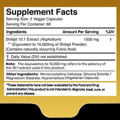 Shilajit capsules close-up – 60 capsules per bottle