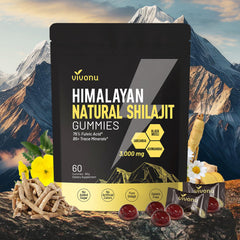 Bottle of Himalayan Shilajit Gummies placed on a clean surface
