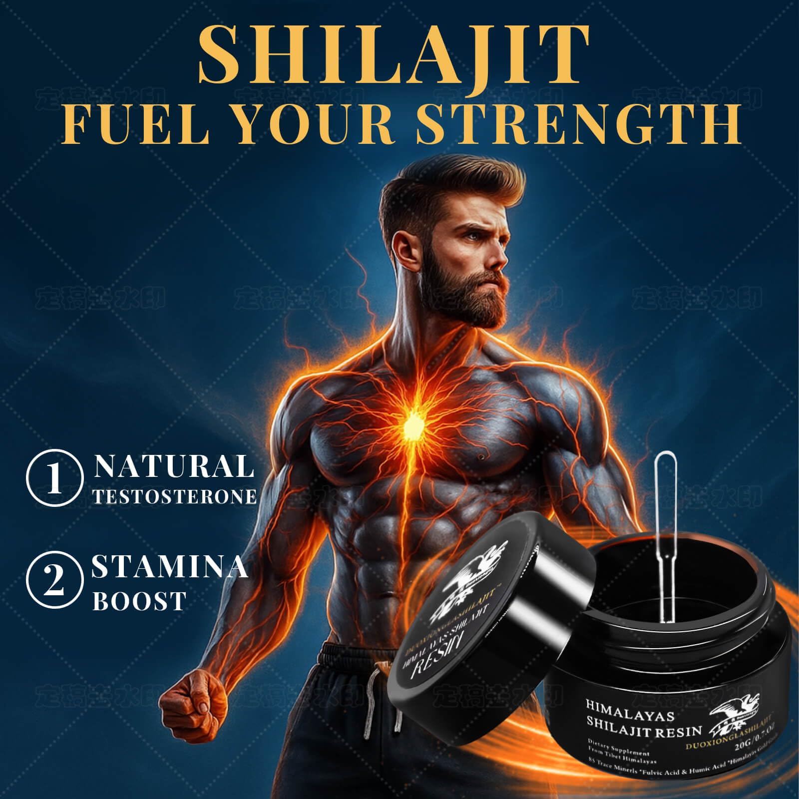 Fulvic acid and minerals emphasis on Shilajit packaging