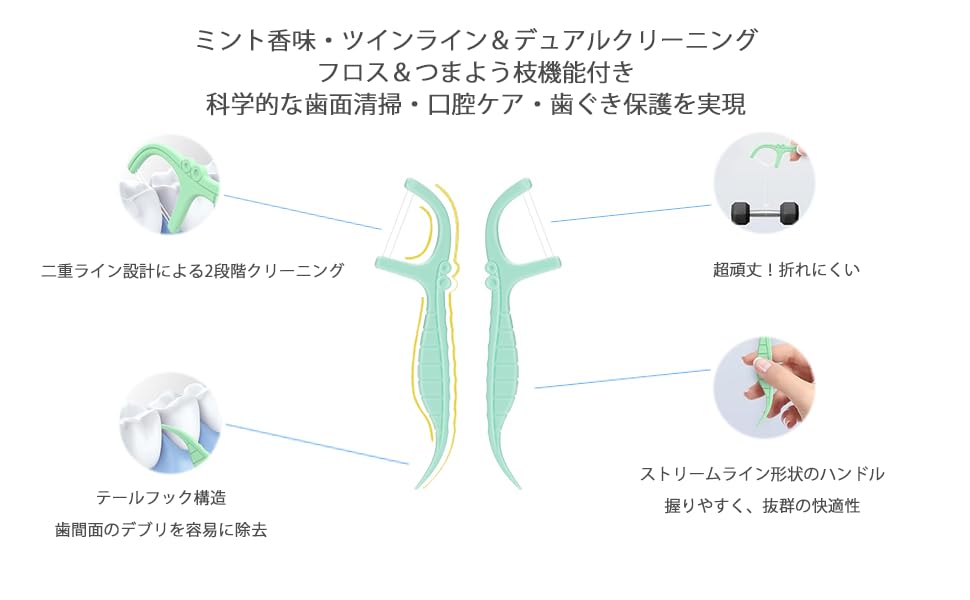 Ergonomic handle with built-in toothpick for precision cleaning