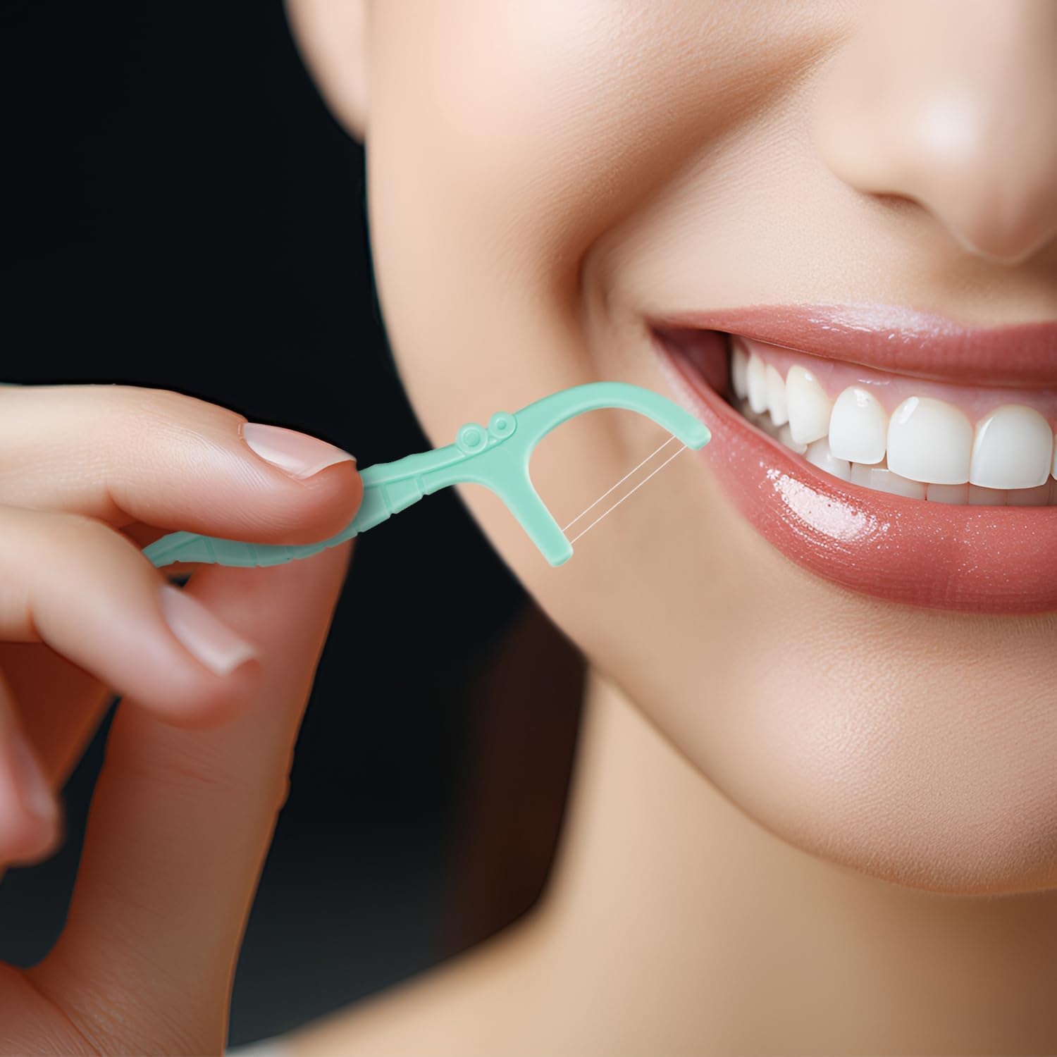 Smiling mouth after flossing with Himgy