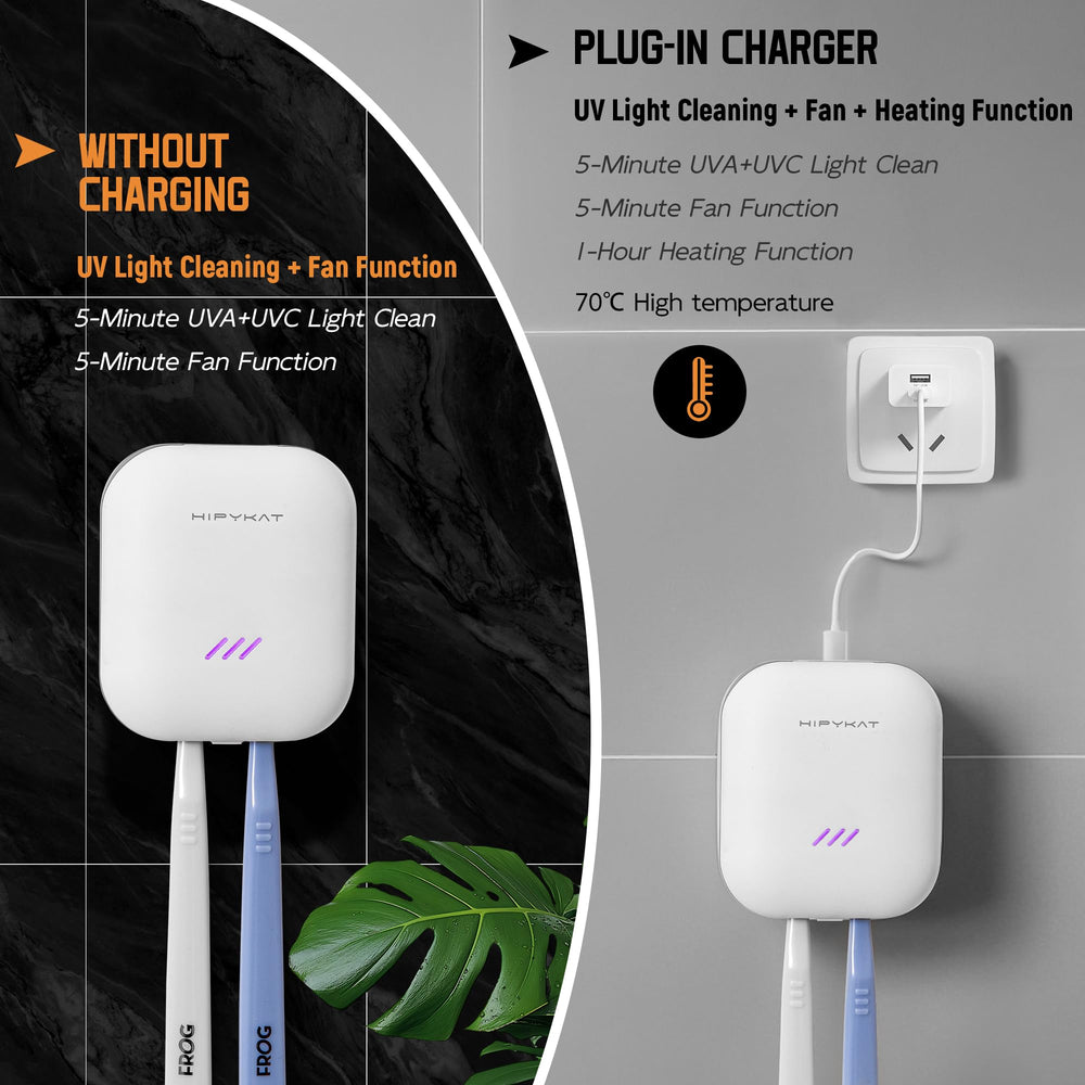 Rechargeable 450mAh battery powered toothbrush sanitizer case