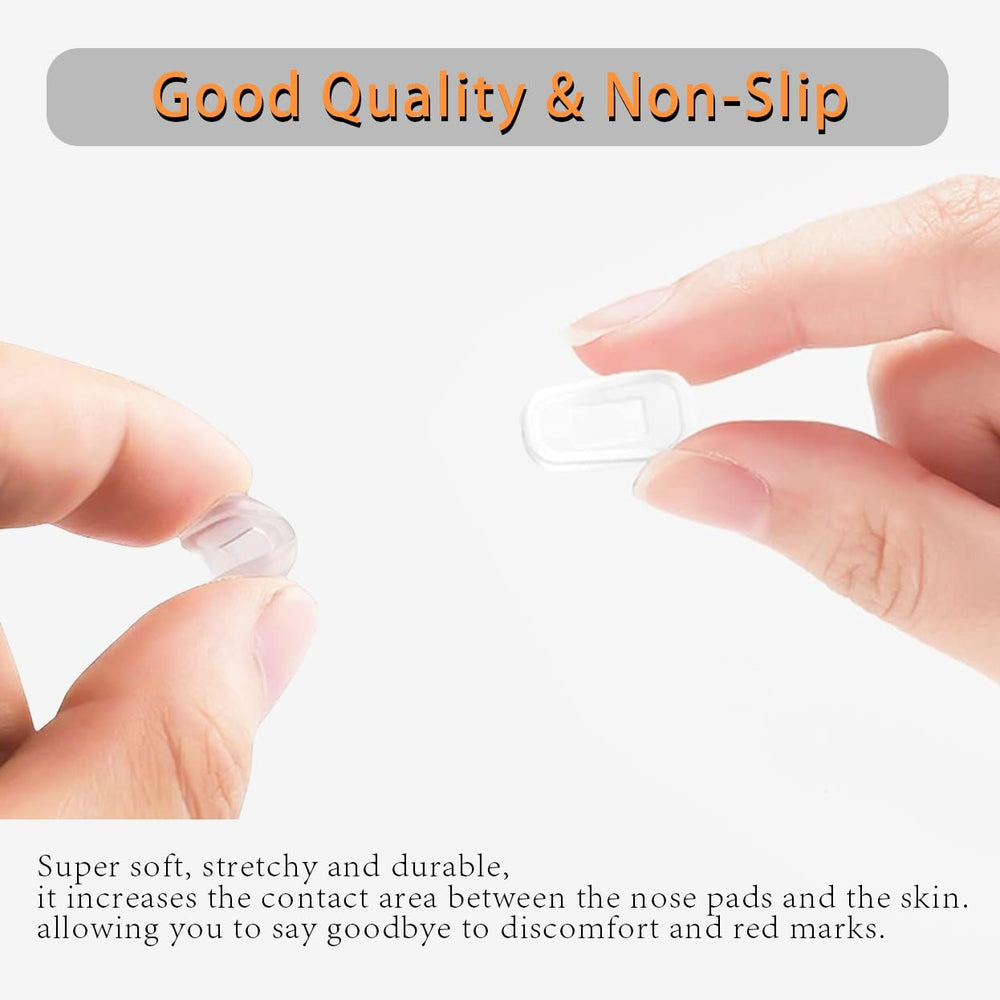 Package includes 5 nose pad pairs and cleaning cloth