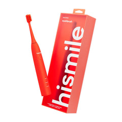 Front view of HISMILE Electric Toothbrush in bright red with 3-mode selector