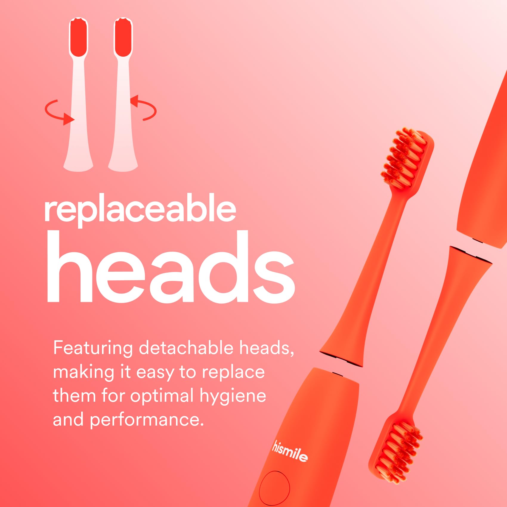 Close-up of soft-tapered bristles on HISMILE Electric Toothbrush